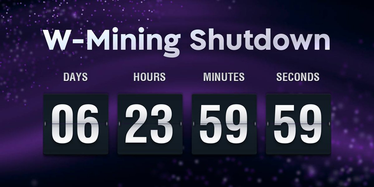 ☎️ W-Coin Mining Shutdown ☎️
Mates, mining ends in 7 days. No more W-Coin will be earned ⏳

You made this happen – we see you ❤️
🧊 Balances will be frozen for final airdrop calculations.
Use the app while you can – this is it 🚀