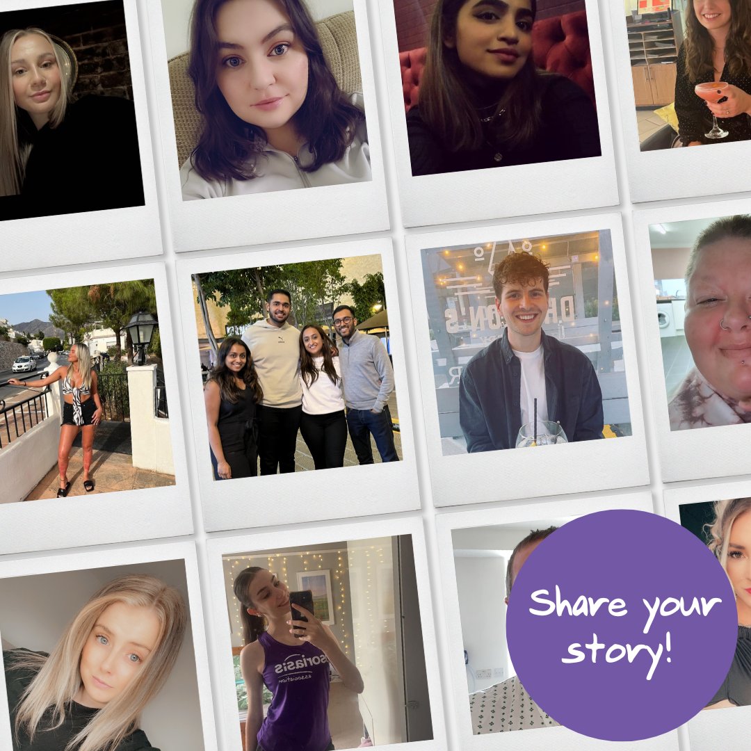 Psoriasis Association (@psoriasisuk) on Twitter photo We want to hear from you!
Sharing your experience of diagnosis, treatment and how psoriasis impacts you could help someone else who is going through the same thing.
Get in touch with us on mail@psoriasis-association.org.uk. We'd love to hear from you. We want to hear from you!
Sharing your experience of diagnosis, treatment and how psoriasis impacts you could help someone else who is going through the same thing.
Get in touch with us on mail@psoriasis-association.org.uk. We'd love to hear from you.