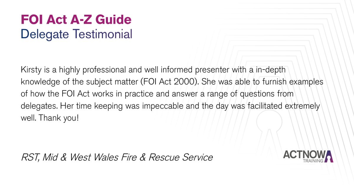 Join our next FOI A-Z Guide workshop on 13th May 2025! Perfect for those in public authorities handling FOI requests. Gain a solid overview of the Act, learn to handle requests efficiently, and explore exemptions. #FOI 

actnow.org.uk/courses/freedo…