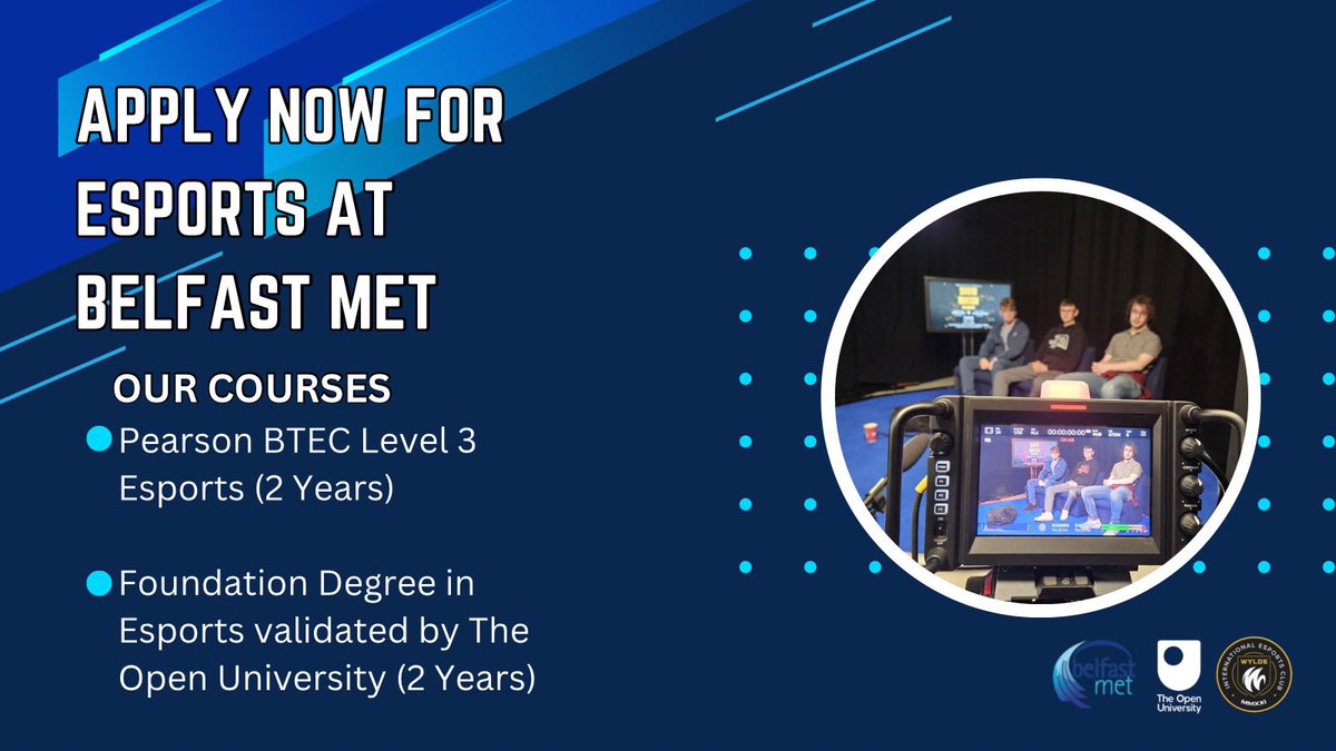 Are you interested in esports or do you want to improve your skills? Sing upto our level 3 or level 5 courses now! #belfast #northenireland #ireland #esports #courses #gaming #belfastmet