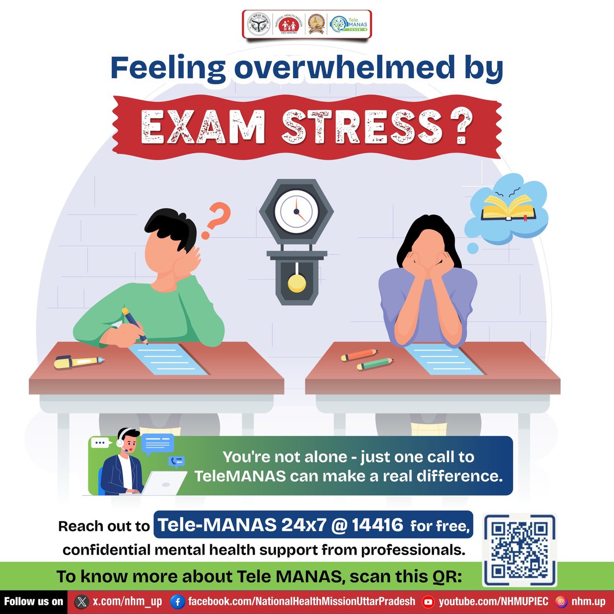 nhm_up's tweet image. 📚😓 If you're feeling overwhelmed by exam stress or struggling to move forward in your career, don't worry.

You're not alone in this challenging time, TeleMANAS is always here to support you. 💬🤝📞

Exam Stress Relief | Career Support Services | TeleMANAS Support

#ExamStress
