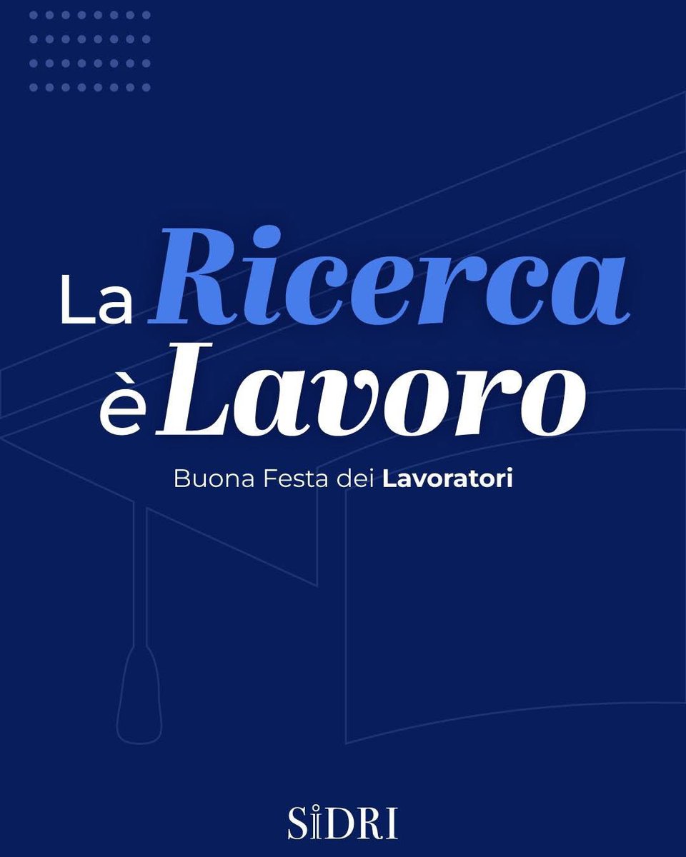In questa Festa dei Lavoratori, #Sidri ribadisce con forza: la ricerca non è solo formazione, è una professione che richiede dedizione, competenze e responsabilità.

Ogni giorno, ci impegniamo a valorizzare il titolo di dottorato, 

Buon Primo Maggio!