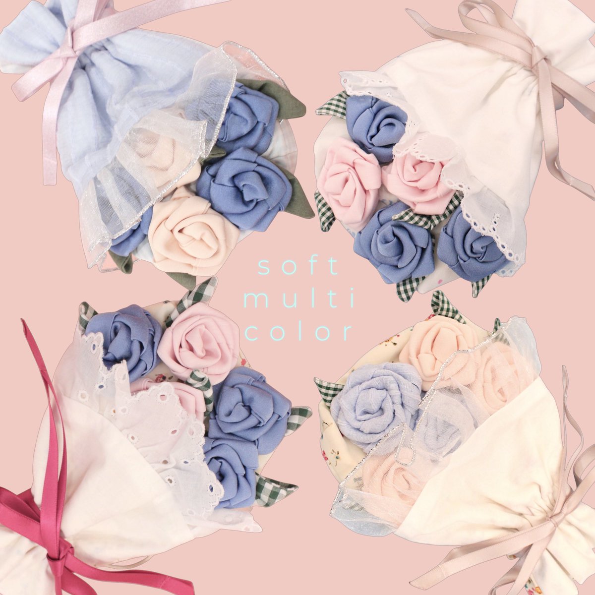 forget_her_not 花束バッグ ブーケバッグ 薔薇 ピンク 完売品 ONLY for YOU bouquet pouch --- 🩶 soft multi colorˎˊ- online shop