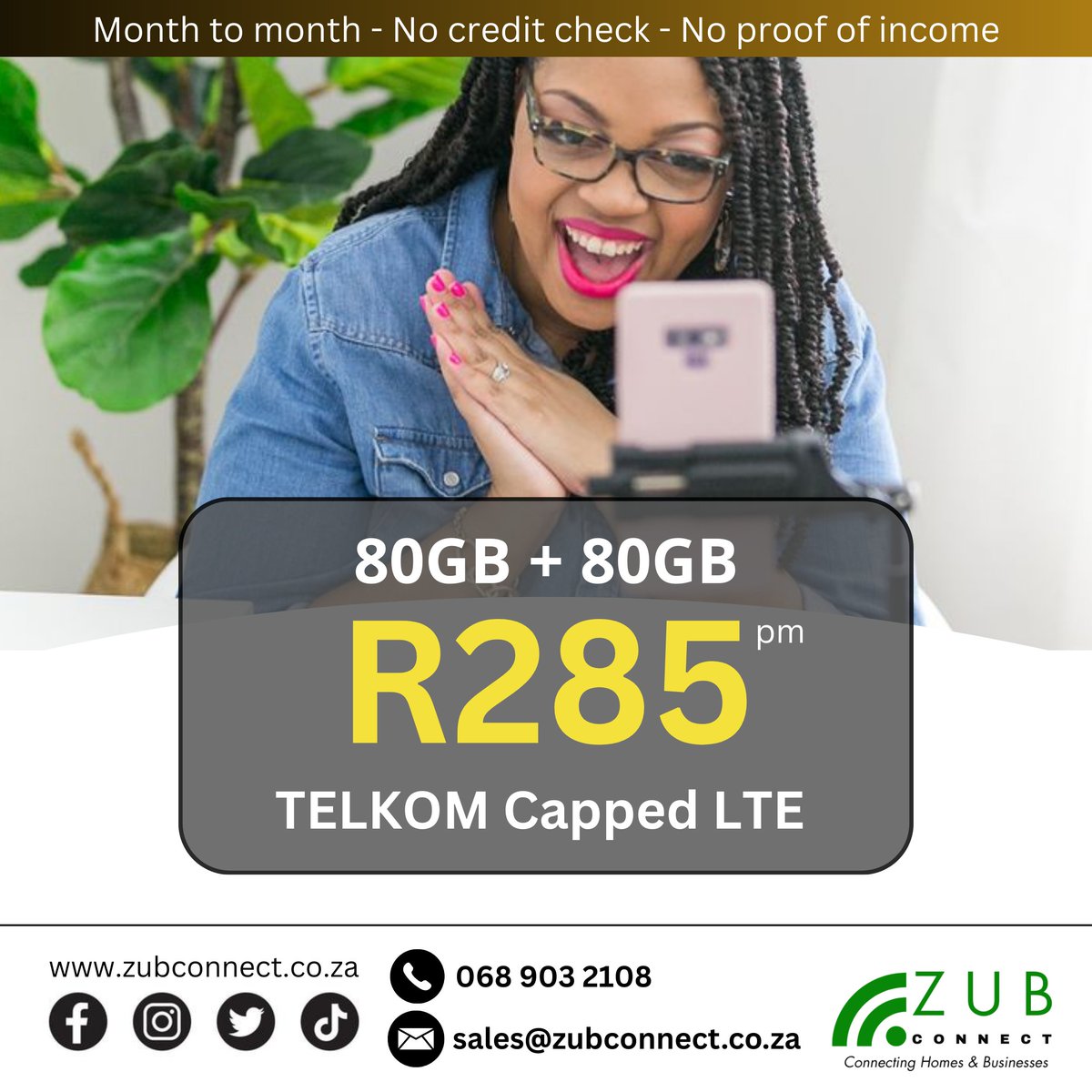 zub_connect's tweet image. 🚀 Elevate your content creation game!

Get 160GB Telkom capped LTE data for just R285/month. Stay connected, create more, and share effortlessly. Don&apos;t miss out—upgrade your internet today! 📶📱

zubconnect.co.za

#TelkomLTE #DataDeal #ContentCreator #StayConnected