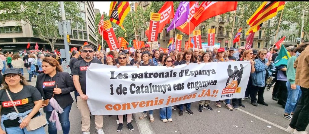 Defensem les conquestes, guanyem el futur.
Avui #1deMaig <a href="/CCOOsanitat/">CCOOsanitat</a> arreu del territori