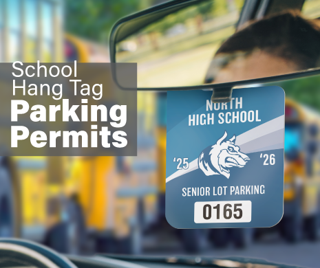 Get an early start on parking permits. #school #parkinglot #promotionalproducts #hangtags #parkingpermits #collegelife #university #highschool #swag #branding #stickers