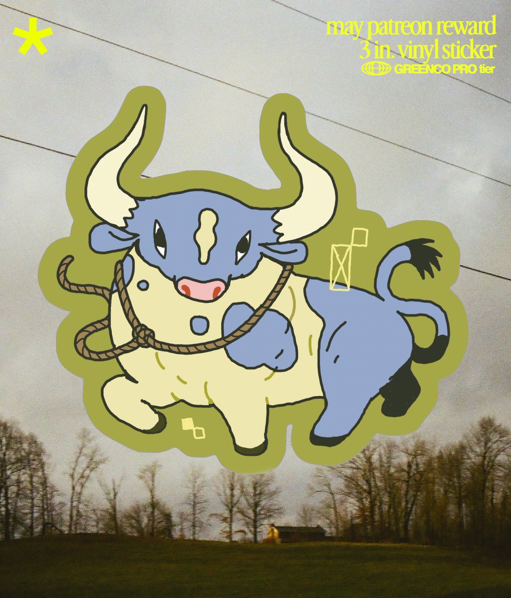 jamiegreenillus's tweet image. This month’s sticker is my Made In The Midwest bull who is kind of becoming my mascot