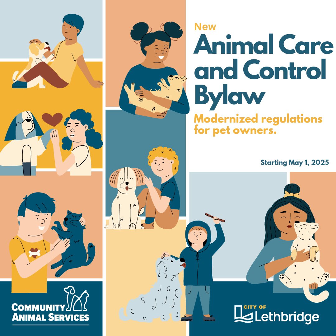The Animal Care and Control Bylaw 6475 for <a href="/LethbridgeCity/">City of Lethbridge</a> has now come into force. New regulations include increased fines and conditions for dog attacks, control of cats, basic care, and provisions set out for keeping non-traditional pets. More info at communityanimalservices.ca