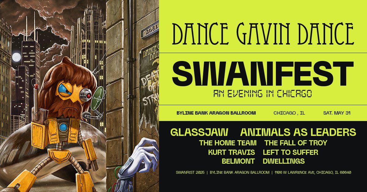 DGDtheband's tweet image. The wait is over. 
Welcome to the 4th Swanfest, an evening in Chicago 🦢 

Tickets are on sale NOW at dgdswanfest.com