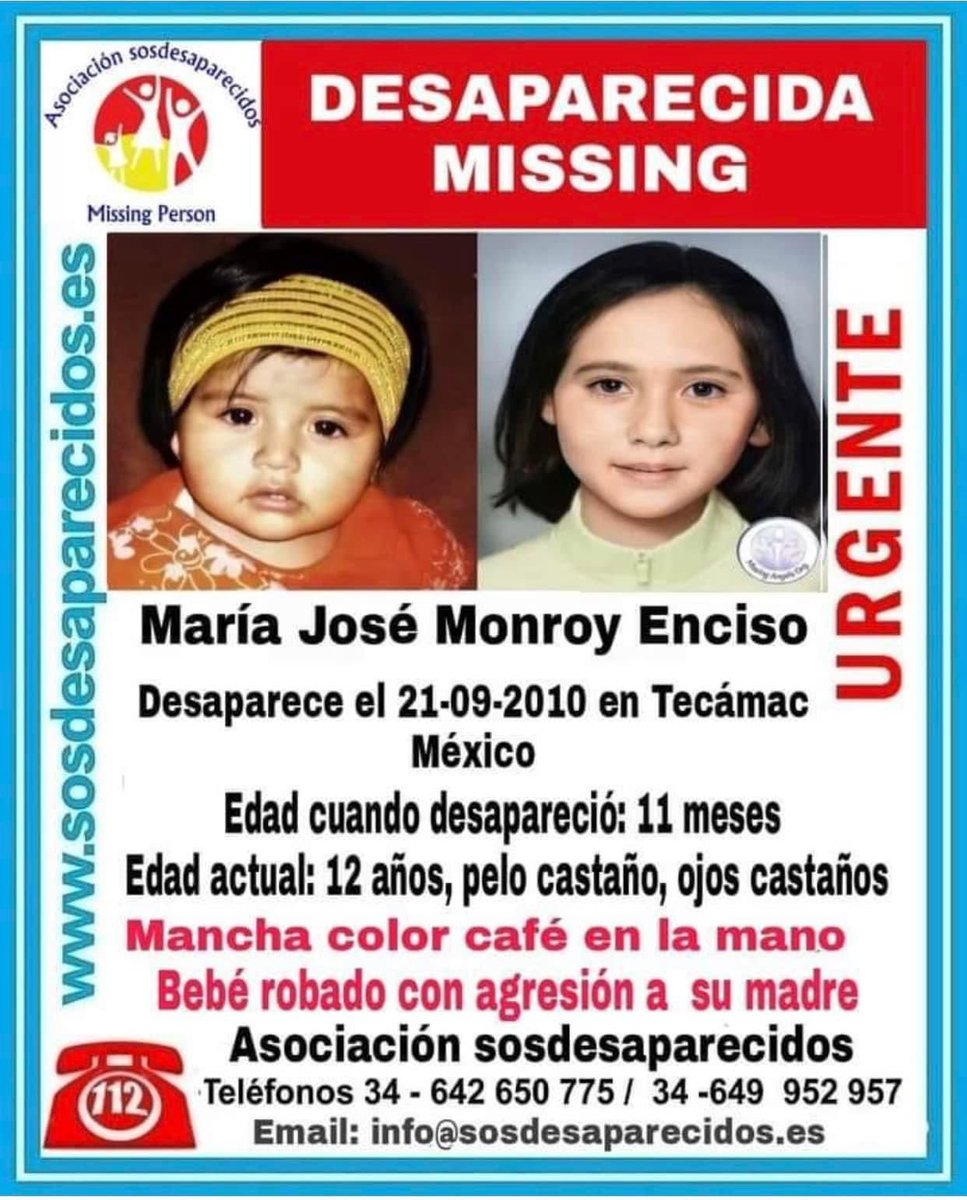 Mi hija continúa sin ser localizada, es víctima de adopción ilegal y puede encontrarse en cualquier lugar del mundo. Las autoridades mexicanas ofrecen una recompensa por su localización. 
La has visto? <a href="/botDesaparecidx/">BotDesaparecidx</a> <a href="/INTERPOL_HQ/">INTERPOL</a>