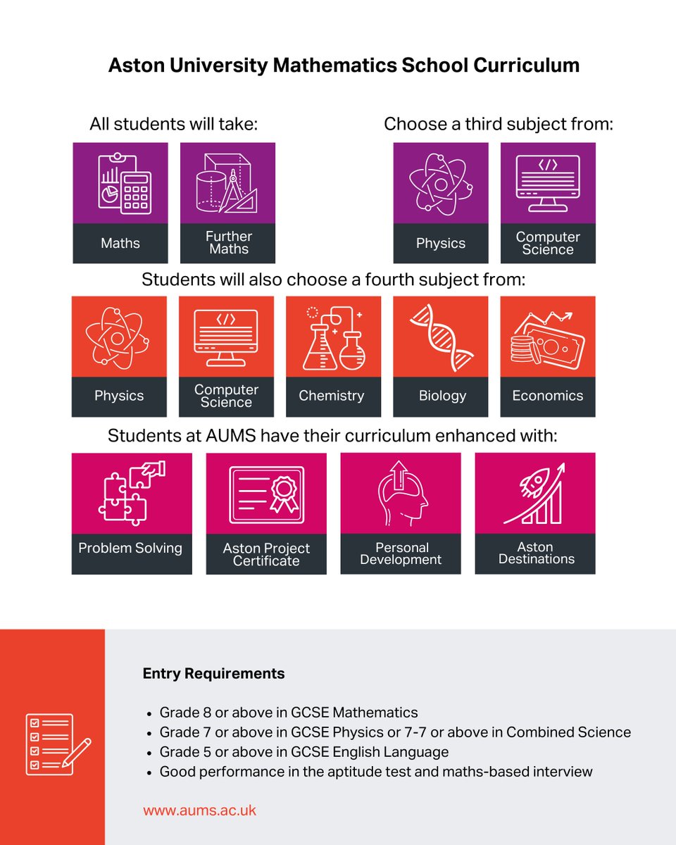 📢 Have you had a chance to look at our courses yet?

📌 Complete an application — make sure you check our entry requirements and see if AUMS is the right fit for you.

🔗 Find out more at aums.ac.uk

#AUMS #MathsSchool #STEMFuture #BirminghamSixthForm #ApplyNow
