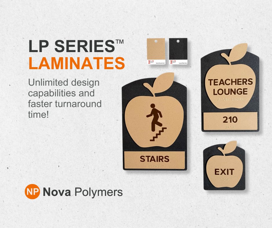 NovaPolymers's tweet photo. Tap into a wide range of wood grains, marbles, granites, numerous colors &amp; patterns with the LP Series, perfect for ADA signage! Benefit from quicker project completions with no need for painting—just add text color, apply a clear coat, and let it dry. ✨

https://t.co/4C837hC8x5 https://t.co/QC12nAucXE
