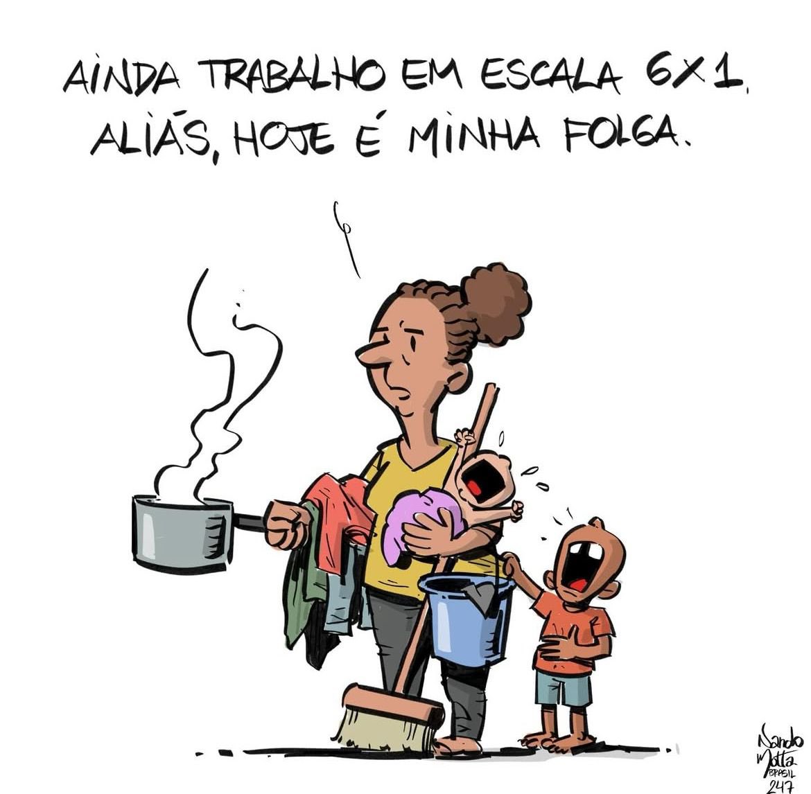 Sâmia Bomfim (@samiabomfim) on Twitter photo A dura realidade da esmagadora maioria do povo trabalhador. Nesse 1º de maio lutamos pelo fim da escala 6x1 e reconhecimento do cuidado como trabalho!
✏️ <a href="/desenhosdonando/">Nando Motta</a> A dura realidade da esmagadora maioria do povo trabalhador. Nesse 1º de maio lutamos pelo fim da escala 6x1 e reconhecimento do cuidado como trabalho!
✏️ <a href="/desenhosdonando/">Nando Motta</a>