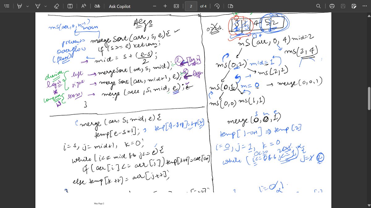 Kishukumar07's tweet photo. 🚀 Mastered Merge Sort &amp; Quick Sort today!
🔹 Merge Sort: O(n log n), stable, extra space needed.
🔹 Quick Sort: O(n log n) avg, in-place, unstable, can hit O(n²) worst case.
Choosing the right algorithm ! 
#DSA #CodingJourney #ProblemSolving #MergeSort #QuickSort https://t.co/jkDXvMPnA0