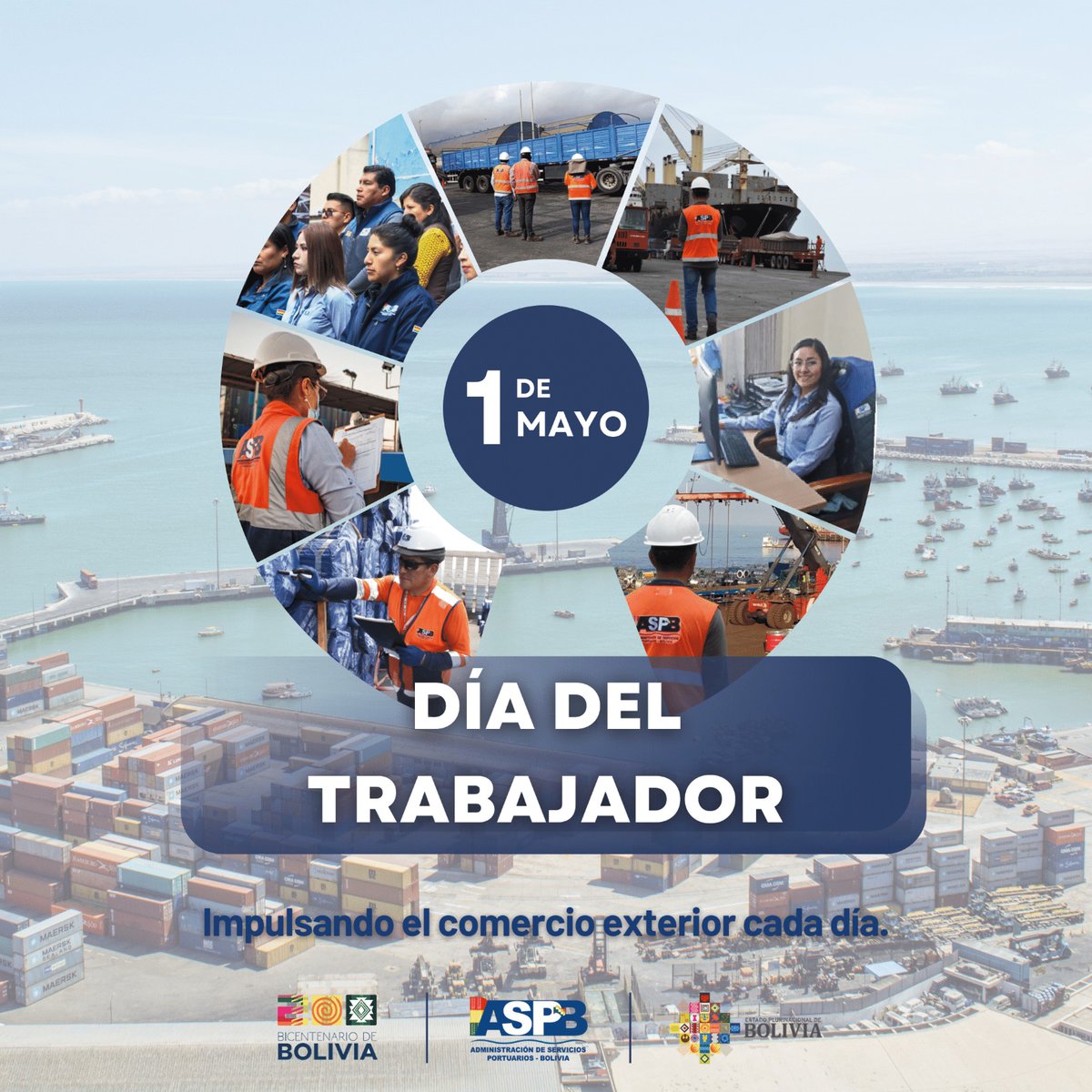 ASPBolivia's tweet photo. #ASPB | 🚢 1º de Mayo – Día del Trabajador
En la ASP-B rendimos homenaje a todas y todos los trabajadores que, con esfuerzo y compromiso, impulsan el desarrollo de nuestro país.
#UnidosEstamosSaliendoAdelante
#2025BicentenarioDeBolivia https://t.co/SEhityAj6e