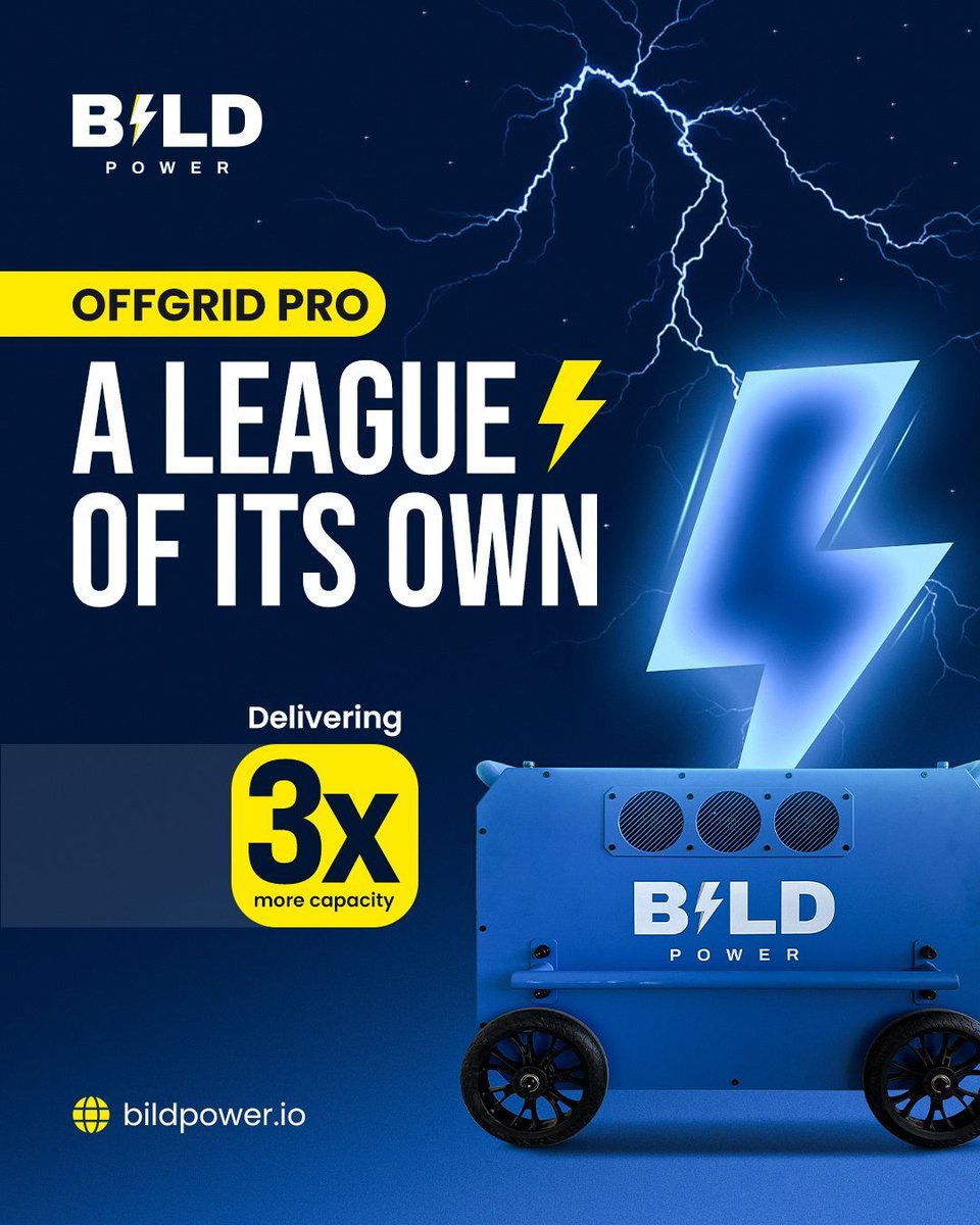 bildpower_io's tweet photo. Most power banks max out at 3,600Wh. OffGrid Pro delivers nearly 3x more capacity and 2x the solar input. It’s in a league of its own.

 ⚡ Pre-order now: https://t.co/DA4vSOOzT3
 Save $1,000 + free shipping. Only $500 to reserve.

 #OffGridTech https://t.co/AENemtQrW8
