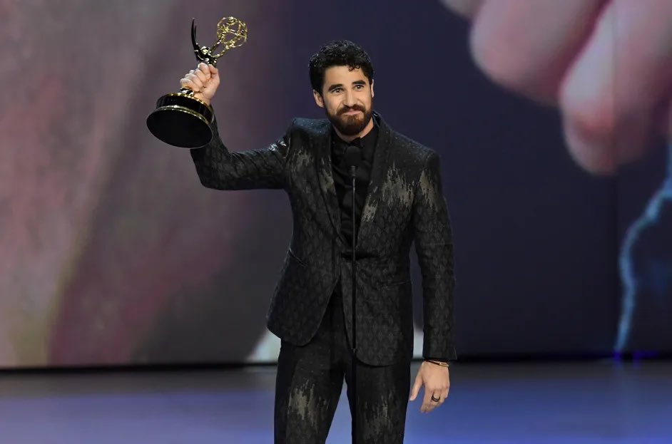 kgleeb's tweet photo. if we’re keeping track, darren criss has an emmy award, a golden globe, a critics choice, a sag award, and today he became a tony nominee. it’s his world and we’re just living in it https://t.co/7vKdytefZ2