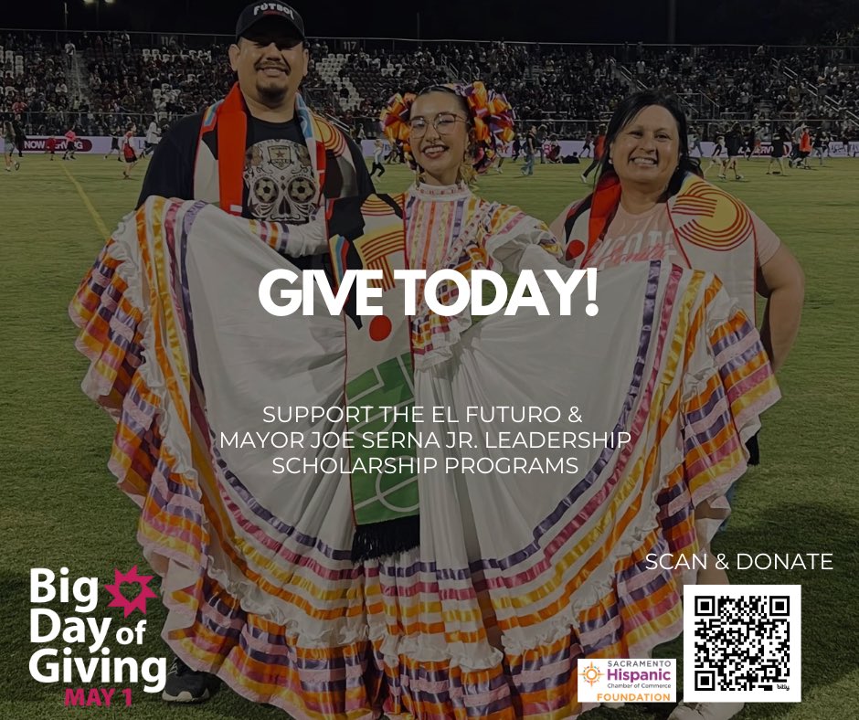 It’s Big Day of Giving! Support the Sac Hispanic Chamber Foundation and help fund scholarships, leadership programs, and small biz resources. 

Give now: bigdayofgiving.org/organization/s…