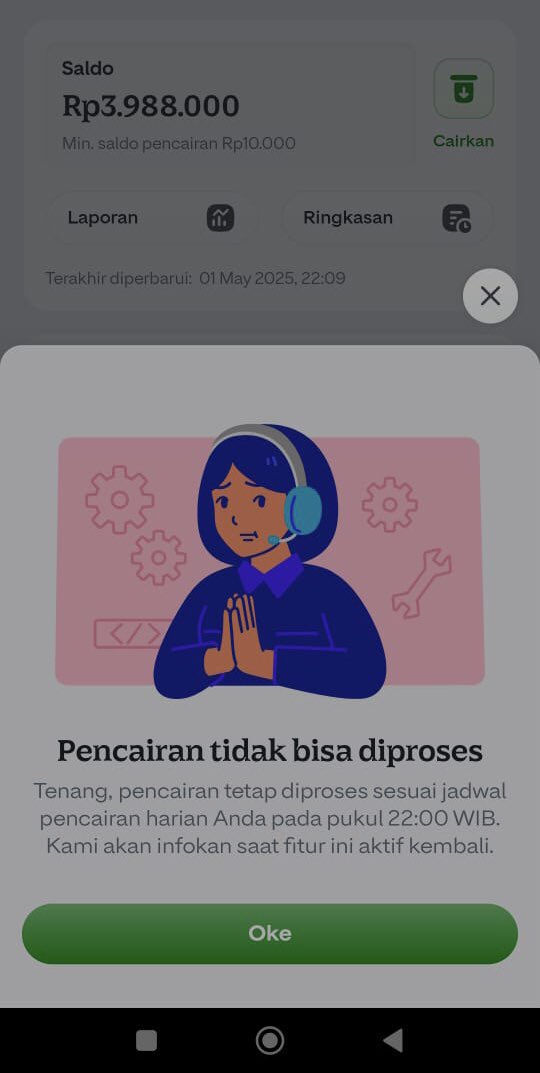 wooyosaurs's tweet photo. @gopayindonesia haloo ini kenapa gabisa cair yaa? Udah jam 10 tp gak otomatis cair. Cair instan pun gabisa padahal blm cairin sama sekali hari ini. Mohon bantuannya https://t.co/3kxFCRchA5