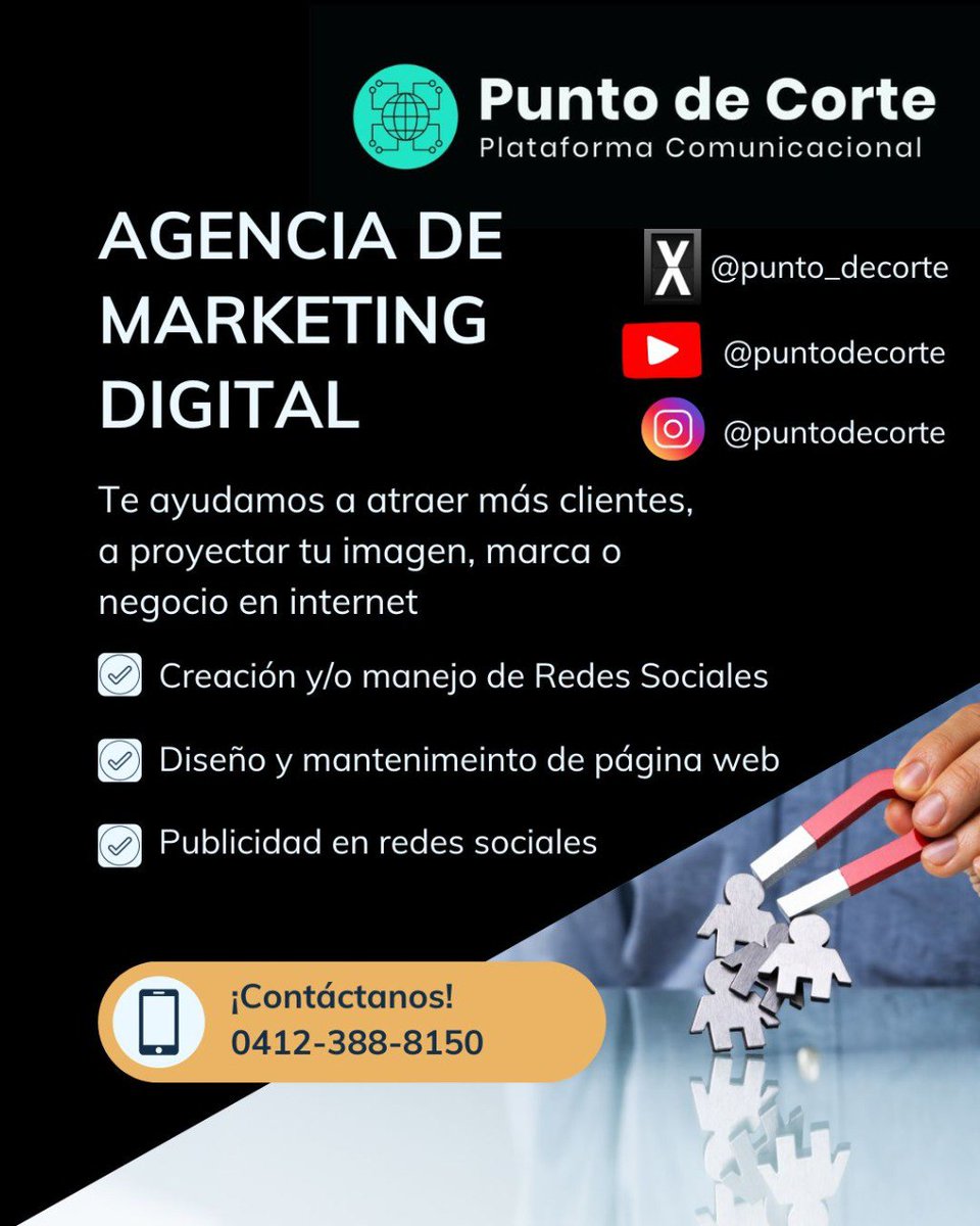 Punto_deCorte's tweet image. Ahora @Punto_deCorte también es una agencia de marketing digital. Nuestro aval de eficacia son nuestras propias cuentas. Experiencia garantizada en la creación de imagen o marca para posicionar tus proyectos o incrementar ventas.Contáctanos y concertamos la cita ya...