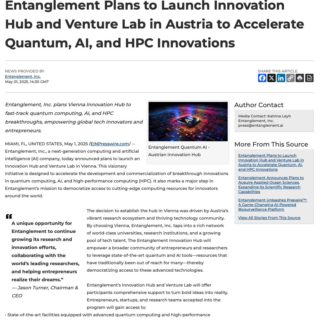 entanglement_ai's tweet photo. Proud to announce our plans for the first Innovation Hub and Lab. #ai #quantumcomputing #quantum https://t.co/ngx75hSv9x