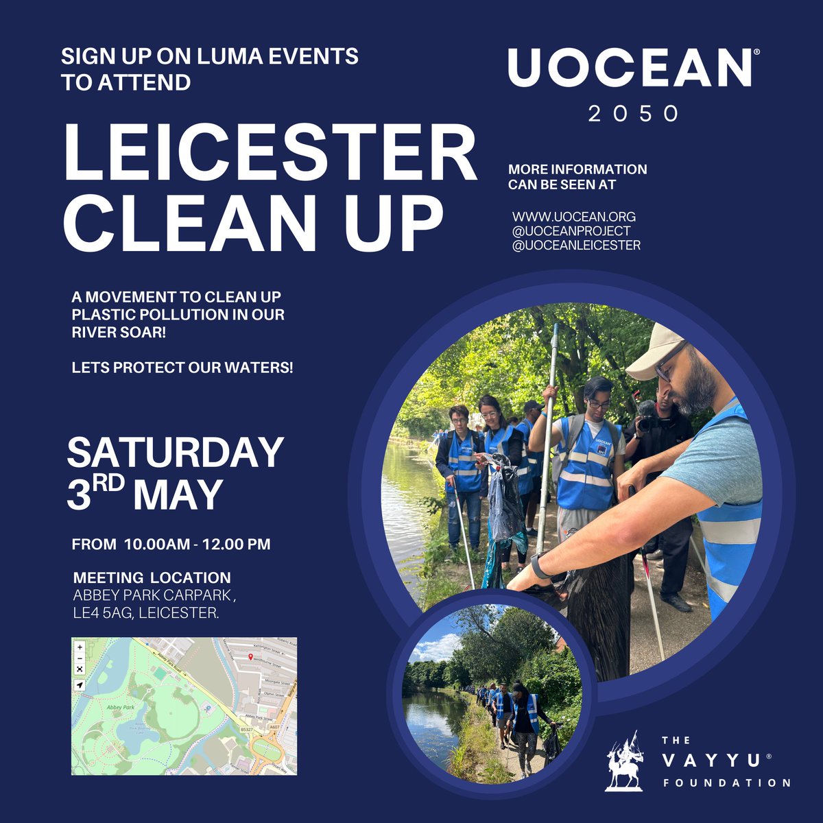 Centre for Ethnic Health Research (@ethnichealthres) on Twitter photo Join <a href="/uoceanproject/">UOCEAN 2050</a> Leicester River Clean Up starting at Abbey Park! They are rolling up their sleeves and to give the River Soar some love and would love to see you there.
Expect good vibes, laughter!
Sign up for FREE here - lu.ma/wbllg6lu
🌊🌳 Join <a href="/uoceanproject/">UOCEAN 2050</a> Leicester River Clean Up starting at Abbey Park! They are rolling up their sleeves and to give the River Soar some love and would love to see you there.
Expect good vibes, laughter!
Sign up for FREE here - lu.ma/wbllg6lu
🌊🌳