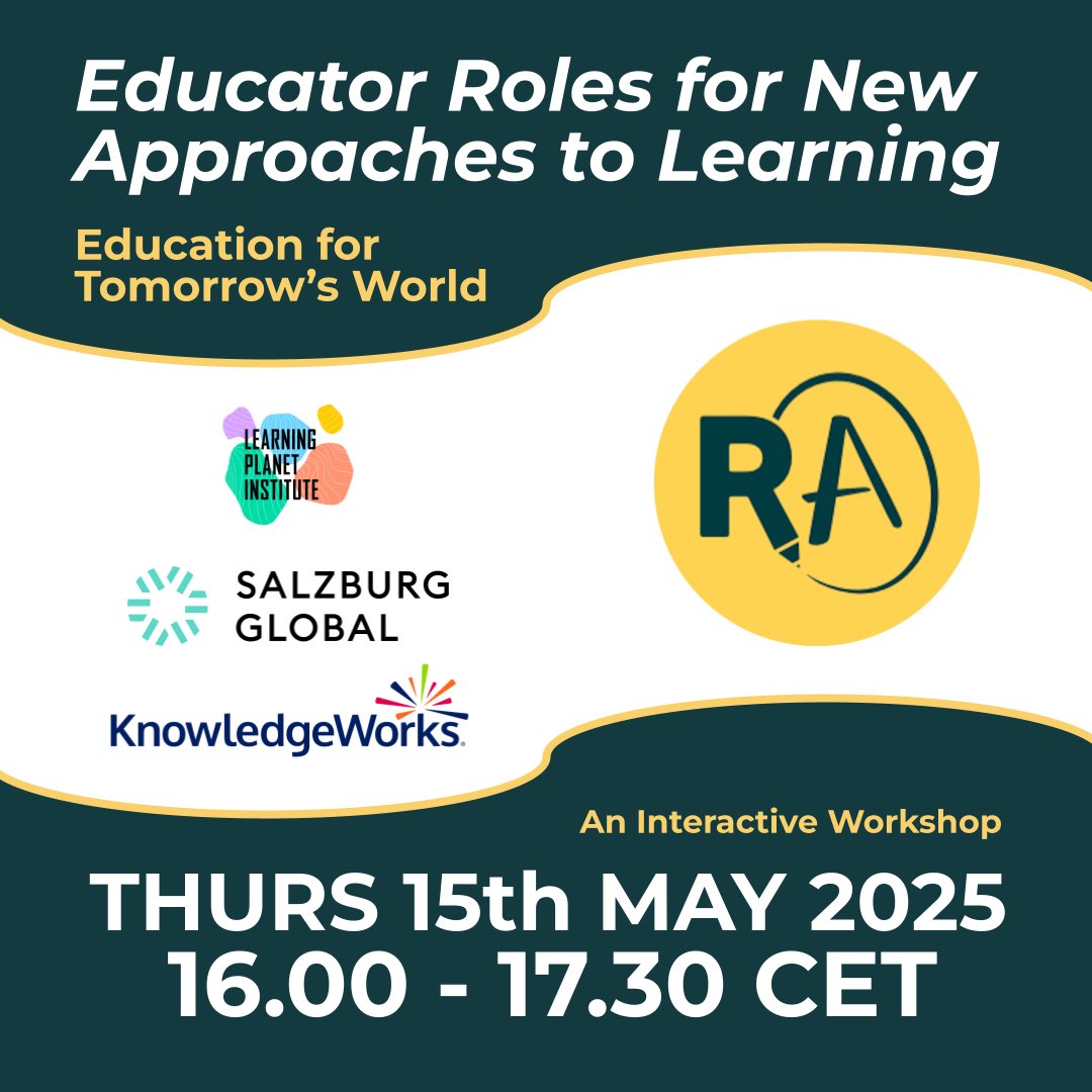 Rethinking Assessment (@rethinkassessmt) on Twitter photo š¢ New Event!
Join us on Thurs May 15th for an interactive workshop in collaboration with <a href="/SalzburgGlobal/">Salzburg Global</a> <a href="/knowledgeworks/">KnowledgeWorks</a> and <a href="/lpiparis_/">Learning Planet Institute</a>
Explore new approaches to learning and envision future educator roles. Register now for this FREE session here: bit.ly/3YTmhDS š¢ New Event!
Join us on Thurs May 15th for an interactive workshop in collaboration with <a href="/SalzburgGlobal/">Salzburg Global</a> <a href="/knowledgeworks/">KnowledgeWorks</a> and <a href="/lpiparis_/">Learning Planet Institute</a>
Explore new approaches to learning and envision future educator roles. Register now for this FREE session here: bit.ly/3YTmhDS