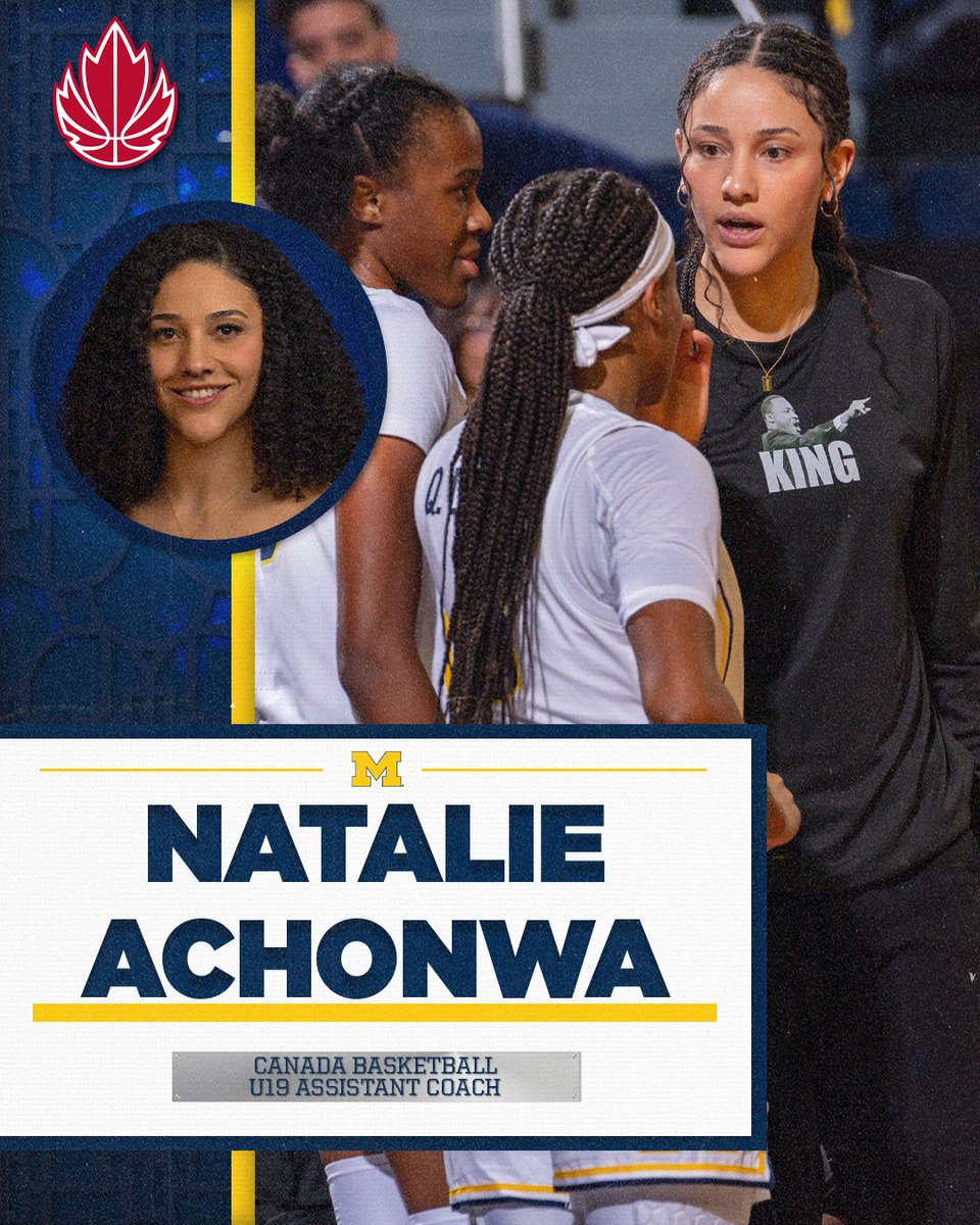 Michigan Women’s Basketball (@umichwbball) on Twitter photo Following one of the most decorated national team careers Canada has ever seen, Natalie Achonwa (<a href="/NatAchon/">Natalie Achonwa</a>) will be on the sidelines this summer for <a href="/CanBball/">Canada Basketball</a> as an assistant coach of the U19 Team 🇨🇦
More: myumi.ch/pVkWr
#GoBlue Following one of the most decorated national team careers Canada has ever seen, Natalie Achonwa (<a href="/NatAchon/">Natalie Achonwa</a>) will be on the sidelines this summer for <a href="/CanBball/">Canada Basketball</a> as an assistant coach of the U19 Team 🇨🇦
More: myumi.ch/pVkWr
#GoBlue