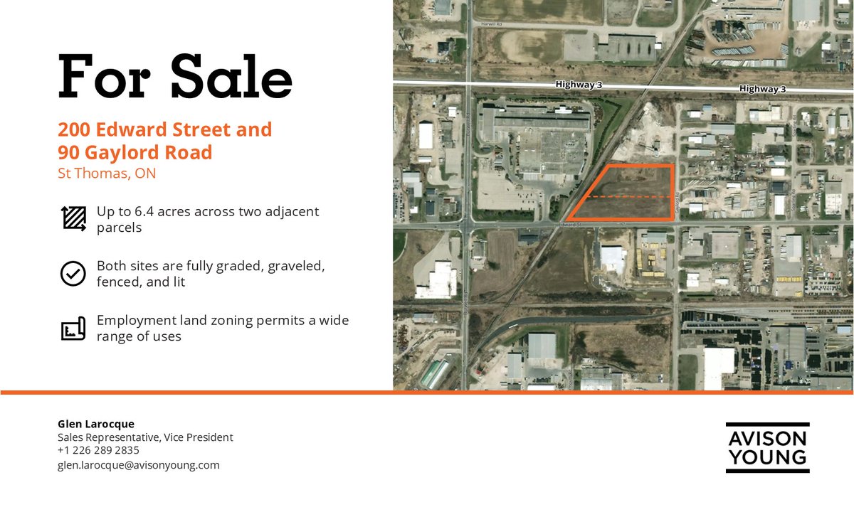 Just Listed by Avison Young: 200 Edward Street and 90 Gaylord Road, St Thomas, Ontario avisonyoung.ca/properties/200…