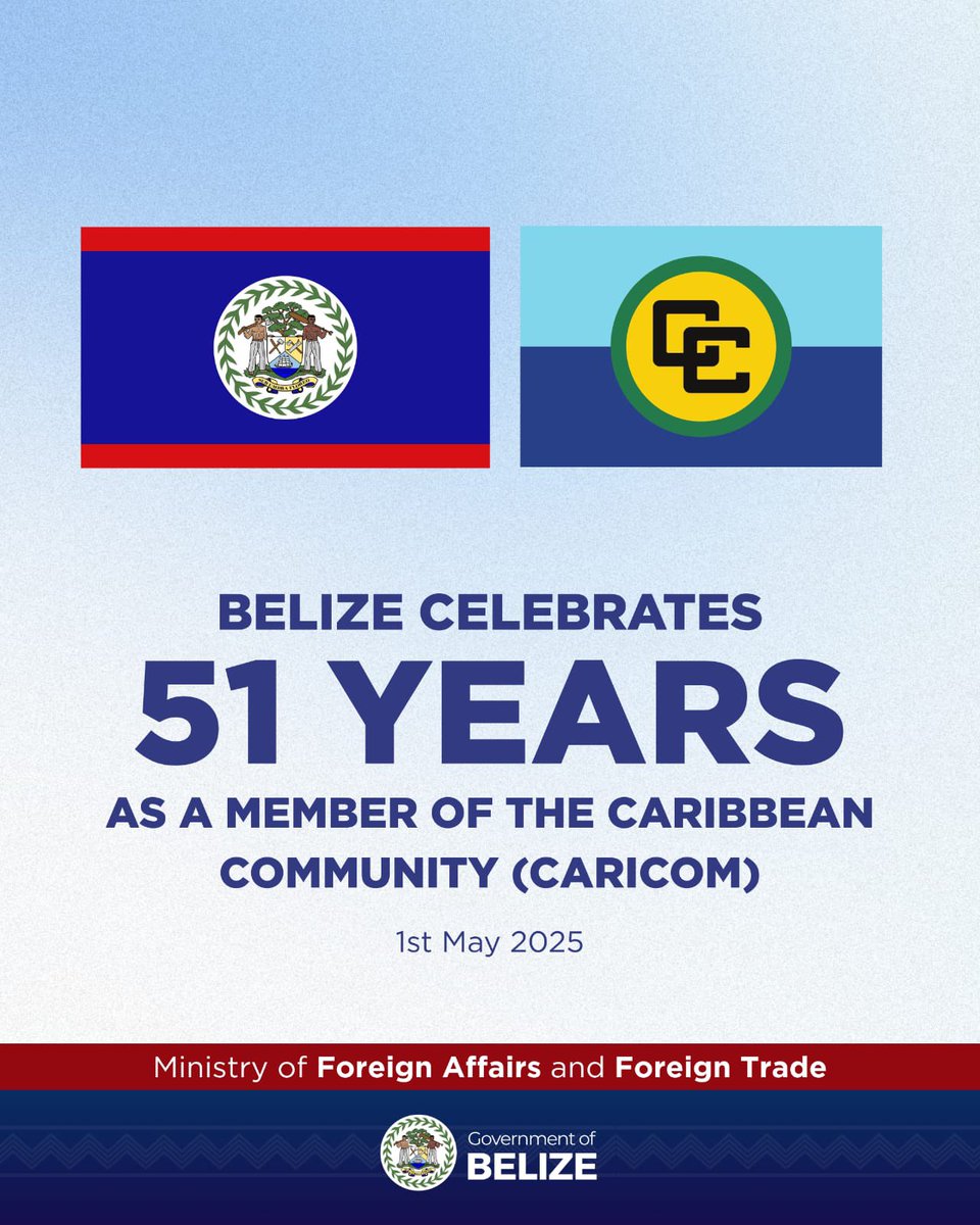 Today, the Government and People of Belize proudly commemorate 51 years of our membership in the Caribbean Community (CARICOM). Since joining in 1974, Belize has worked hand-in-hand with our regional partners to advance unity, sustainable development, and shared prosperity. 

As