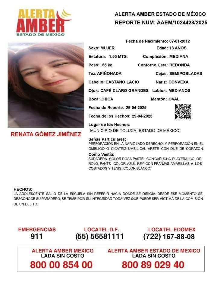 𝗠𝗲 𝗵𝗮𝘀 𝘃𝗶sto ❓Renata Gomez Jiménez  ▪️13 años 
Avril Antonella González Miranda▪️ 13 años

#Comparte #ServicioSocial #desaparecidos ☝️
<a href="/botDesaparecidx/">BotDesaparecidx</a>