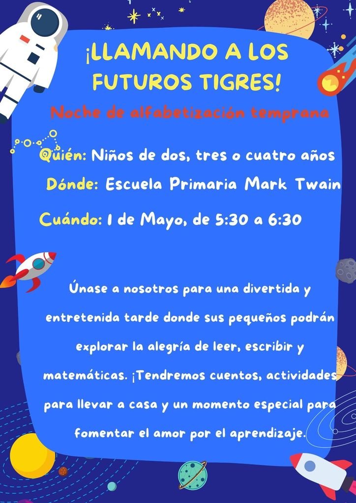 We are looking for to ELN tonight at Mark Twain.  We are excited to share the love for reading with our youngest learners and their families! #AlbinISD #AllInAlvin #MTETigers