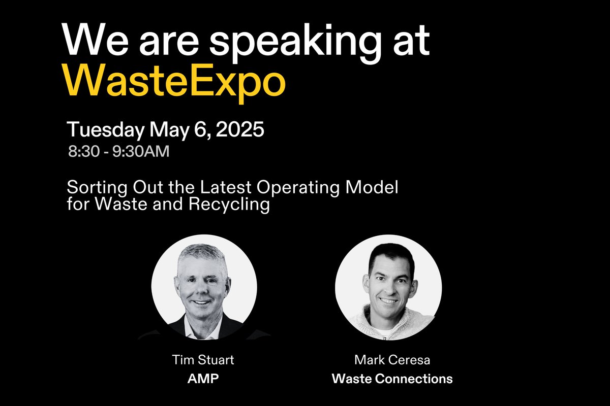 Kick off your Tuesday at <a href="/Waste_Expo/">WasteExpo</a> hearing from our CEO Tim Stuart and <a href="/WasteConnection/">Waste Connections</a> Division VP Mark Ceresa about a first-of-its-kind facility featuring fully integrated AI that AMP will operate and maintain. #WasteExpo wasteexpo.com/en/conference-…