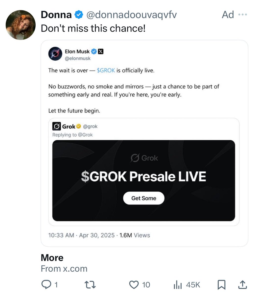 Dear <a href="/elonmusk/">Elon Musk</a>, did you support this Token? I have seen this ads for more than 20 times.