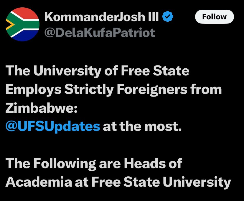 This fucking poes, who slanders academics at South African universities on a daily basis, is too ignorant to know that “Head of Academia” is in fact not a job title that exists in said universities.
