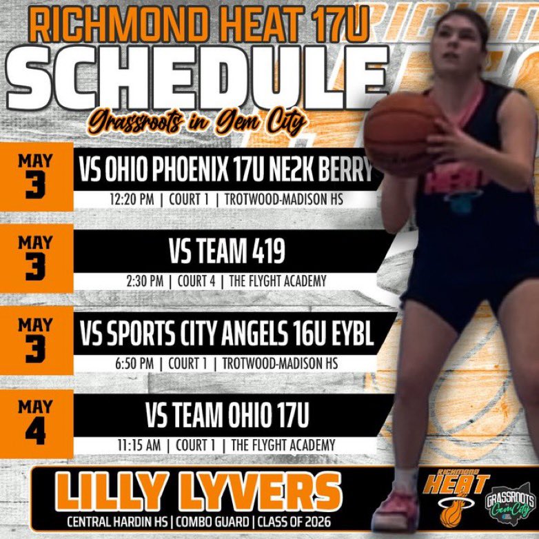 Looking forward to being back on the court this weekend at the Grassroots in Gem City! Thanks for the graphic <a href="/alyxwhite_/">Alyx White</a> 
<a href="/RichmondHeat1/">RichmondHeat</a>