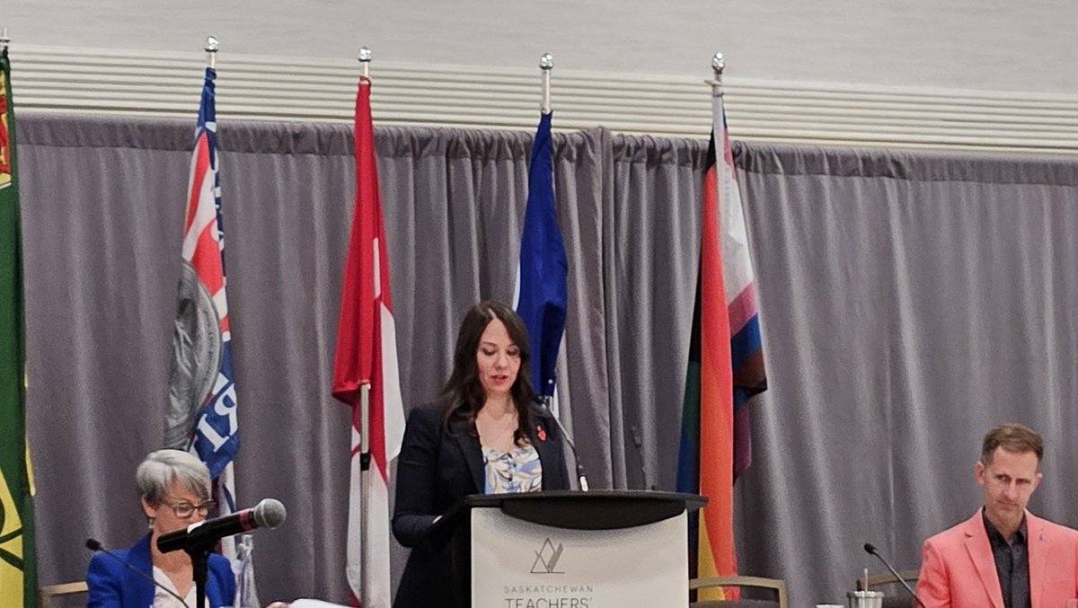 Excited to be here at STF Annual Meeting of Council 2025, in Saskatoon! Pictured: STF President Samantha Becotte addresses the assembled councilors and education sector guests with opening remarks.
<a href="/SaskTeachersFed/">Saskatchewan Teachers' Federation</a>
#stfcouncil
