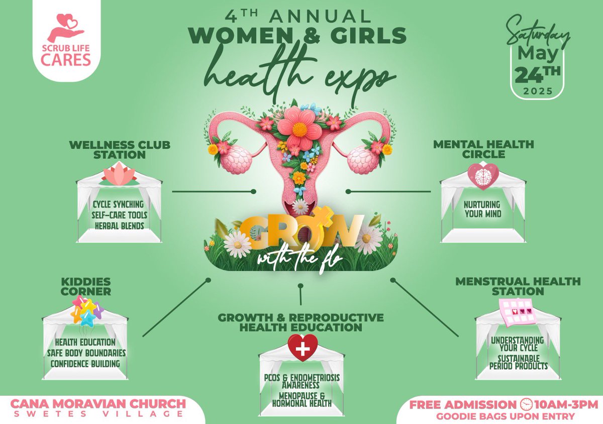 23 days to go! 
The 4th Annual Grow With the Flo Women &amp; Girls Health Expo is almost here, and it’s bigger, bolder &amp; more empowering than ever!
May 24 | ⛪ Cana Moravian Church | 10AM–3PM
Free entry. Goodie bags. Food on sale.
Bring the fam &amp; let’s #GrowWithTheFlo together!