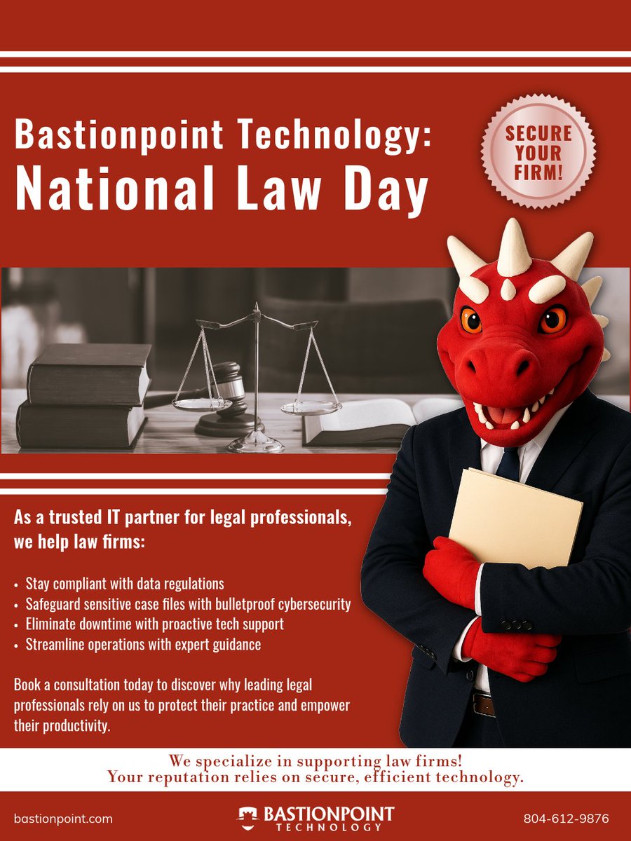 BastionpointRva's tweet image. Law firms can't afford tech failures.

Compliance, cybersecurity, and uptime aren’t optional; they’re expected.

Is your IT partner built for legal?

#LegalITSupport #LawFirmTechnology #RVA #RichmondLaw #RichmondIT