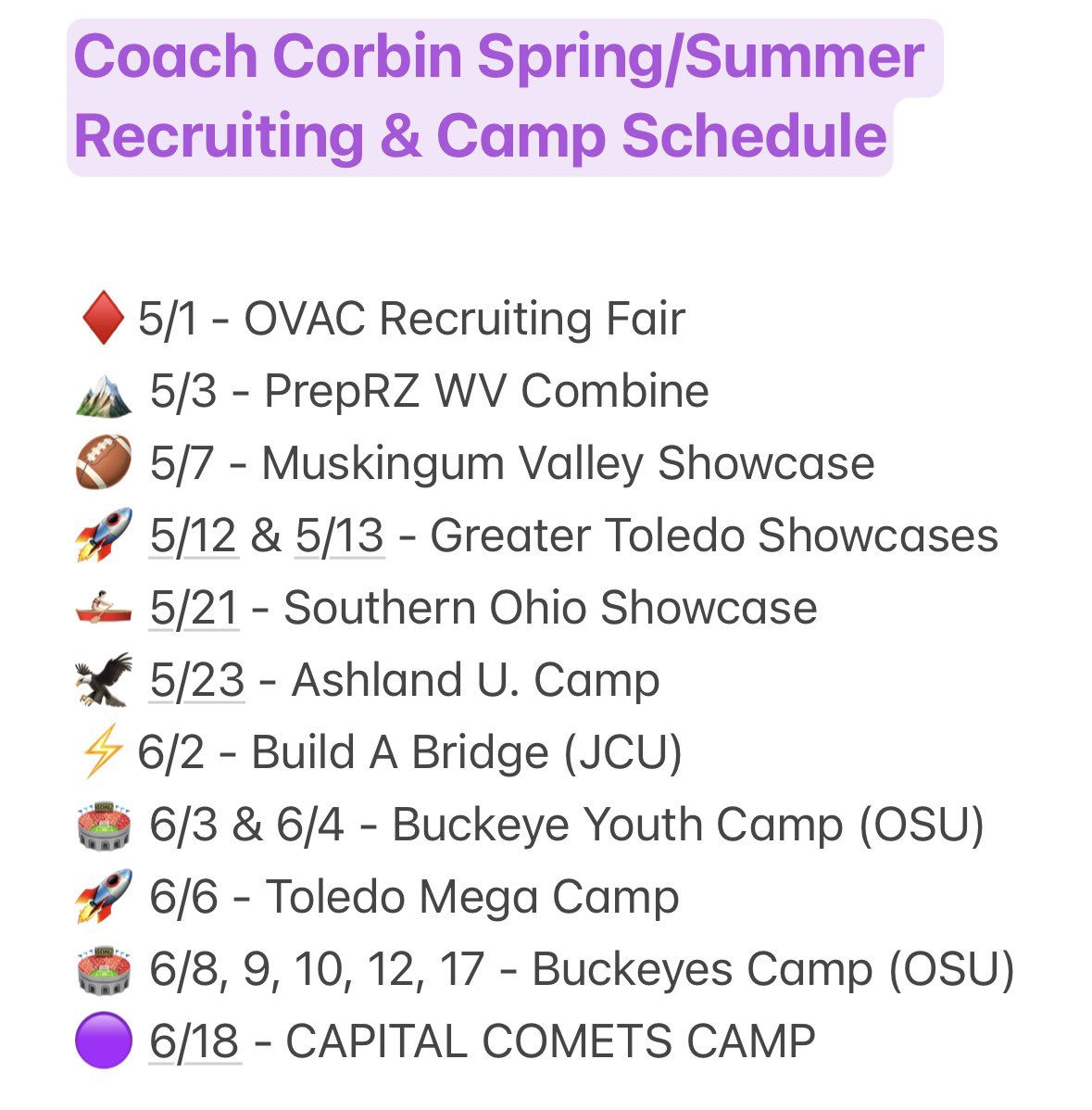 Coach Corbin (@coachbcorbin) on Twitter photo Can’t wait to meet all these awesome Ohio HS coaches and players! Offers will be given!! <a href="/CapitalU_FB/">Capital University Football</a> #POTP Can’t wait to meet all these awesome Ohio HS coaches and players! Offers will be given!! <a href="/CapitalU_FB/">Capital University Football</a> #POTP