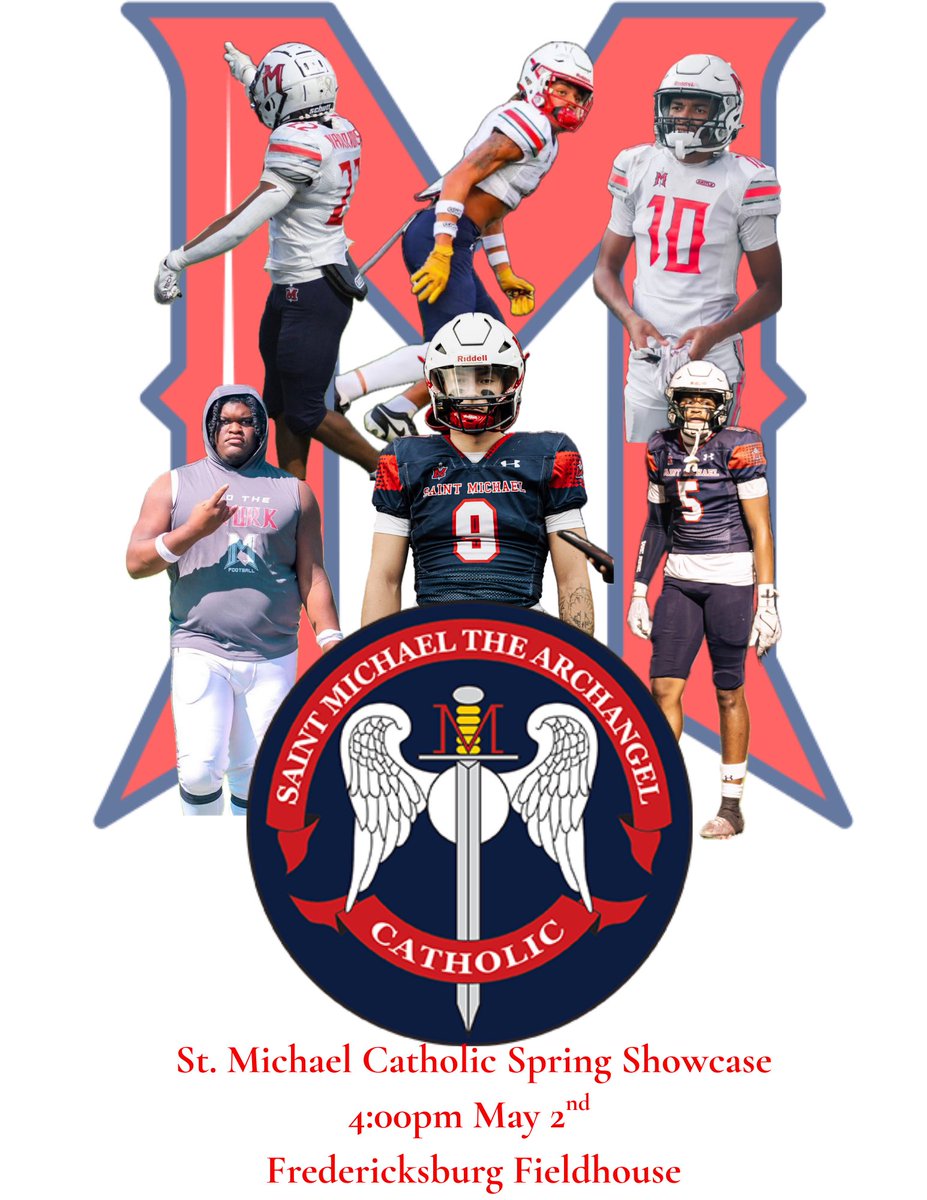 " DB WHISPERER " Demetrius Sanderlin - Lucas (@coachnice_smhs) on Twitter photo St Michael Catholic Spring Showcase
4:00 on May 2nd ( Tommorow ) at The Fredericksburg Fieldhouse ! We have ELITE talent from the class of 2026 to 2029 <a href="/warriorfbsmhs/">Saint Michael Catholic Warrior Football</a> <a href="/PrepRedzoneVA/">Prep Redzone Virginia</a> <a href="/WillVapreps/">Will Vapreps Garlick</a> <a href="/FLSVarsity/">FLS Varsity</a> <a href="/Spotlight39_Pod/">SPOTLIGHT 39</a> St Michael Catholic Spring Showcase
4:00 on May 2nd ( Tommorow ) at The Fredericksburg Fieldhouse ! We have ELITE talent from the class of 2026 to 2029 <a href="/warriorfbsmhs/">Saint Michael Catholic Warrior Football</a> <a href="/PrepRedzoneVA/">Prep Redzone Virginia</a> <a href="/WillVapreps/">Will Vapreps Garlick</a> <a href="/FLSVarsity/">FLS Varsity</a> <a href="/Spotlight39_Pod/">SPOTLIGHT 39</a>