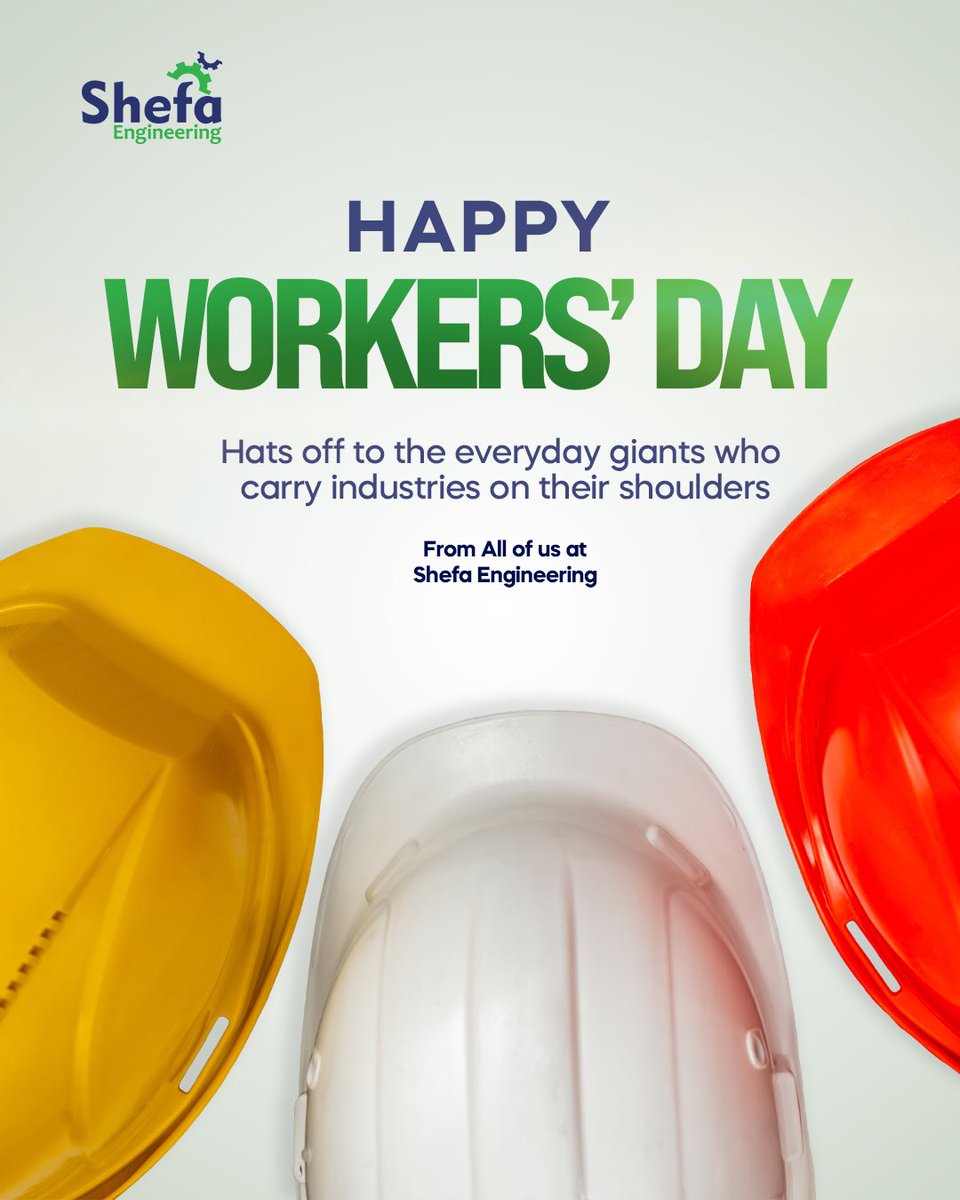 ShefaEng's tweet photo. Hats off to the everyday giants who carry industries on their shoulders.
Happy Workers’ Day from all of us at Shefa Engineering!
#WorkersDay2025 #ShefaEngineering https://t.co/CVQhyD6qxO