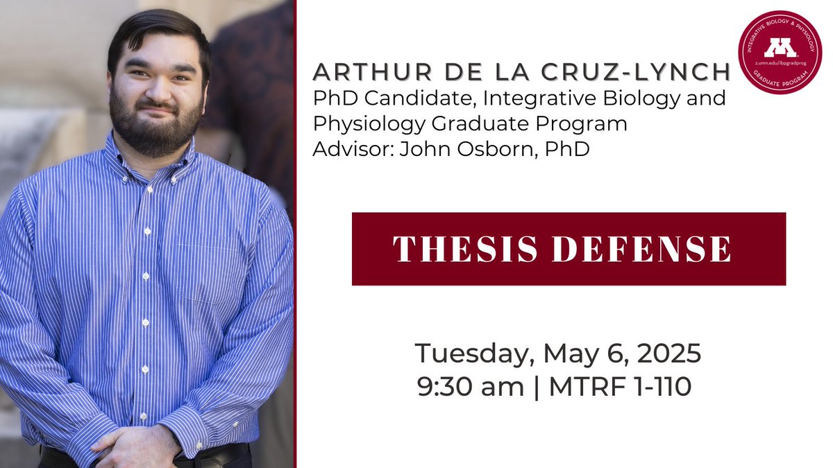 Get ready for two IBP Thesis defense seminars this week!  The first  will be tomorrow: Arthur de la Cruz-Lynch from the Osborn lab. ­­­“Catheter-Based Afferent Renal Denervation: Evaluation as a Treatment for Hypertension”