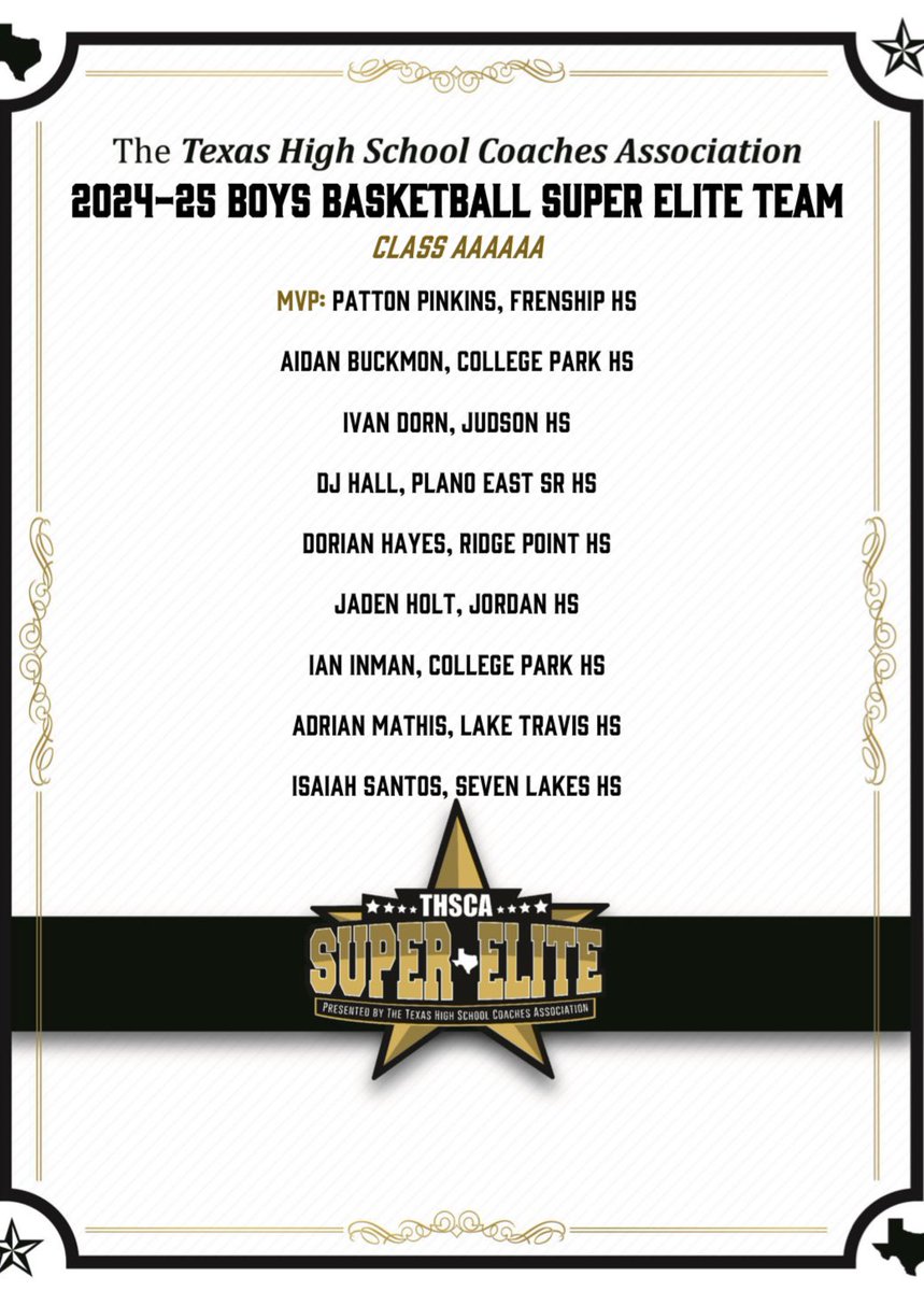 JudsonHoops1's tweet photo. Another postseason award for our guy @The_IvanDornJr. Huge congratulations to him for making the @THSCAcoaches Super Elite Team!  Ivan was named along with some of the best players in the state of Texas in the 6A Classification! https://t.co/mOmfew92ew