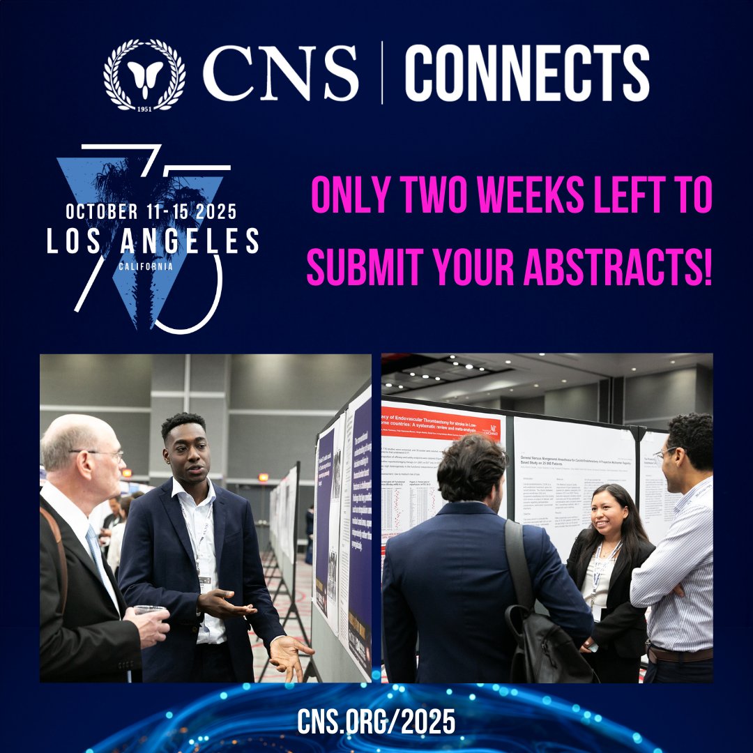 Make your mark at the most exciting neurosurgical meeting of the year at #2025CNS this October! Only two weeks left to compile your original science and submit your research for the opportunity to present your work in front of your peers. We offer an extensive list of awards, so