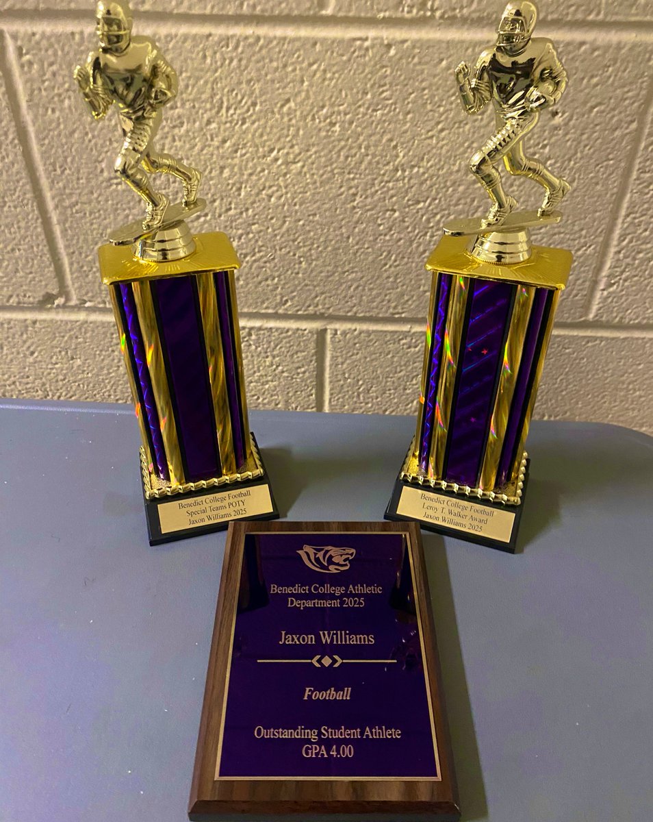 Jaxon Williams (@_jaxonw) on Twitter photo Extremely blessed to receive special team poty award, Lorey T. Walker award, outstanding student athlete 4.0 gpa and SIAC All-Conference First Team🏆🟣🟡 <a href="/GoTigers_FB/">Benedict College Football</a> Extremely blessed to receive special team poty award, Lorey T. Walker award, outstanding student athlete 4.0 gpa and SIAC All-Conference First Team🏆🟣🟡 <a href="/GoTigers_FB/">Benedict College Football</a>