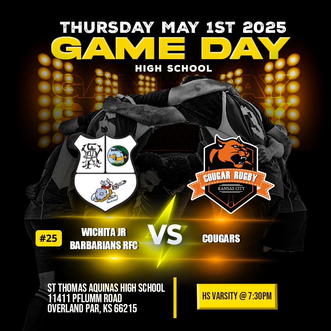 ITS GAMEDAY! Be there at St Thomas Aquinas Highschool for a great match tonight. Good luck to all #rugby #wichita #highschool #barbarians #wichitarugby