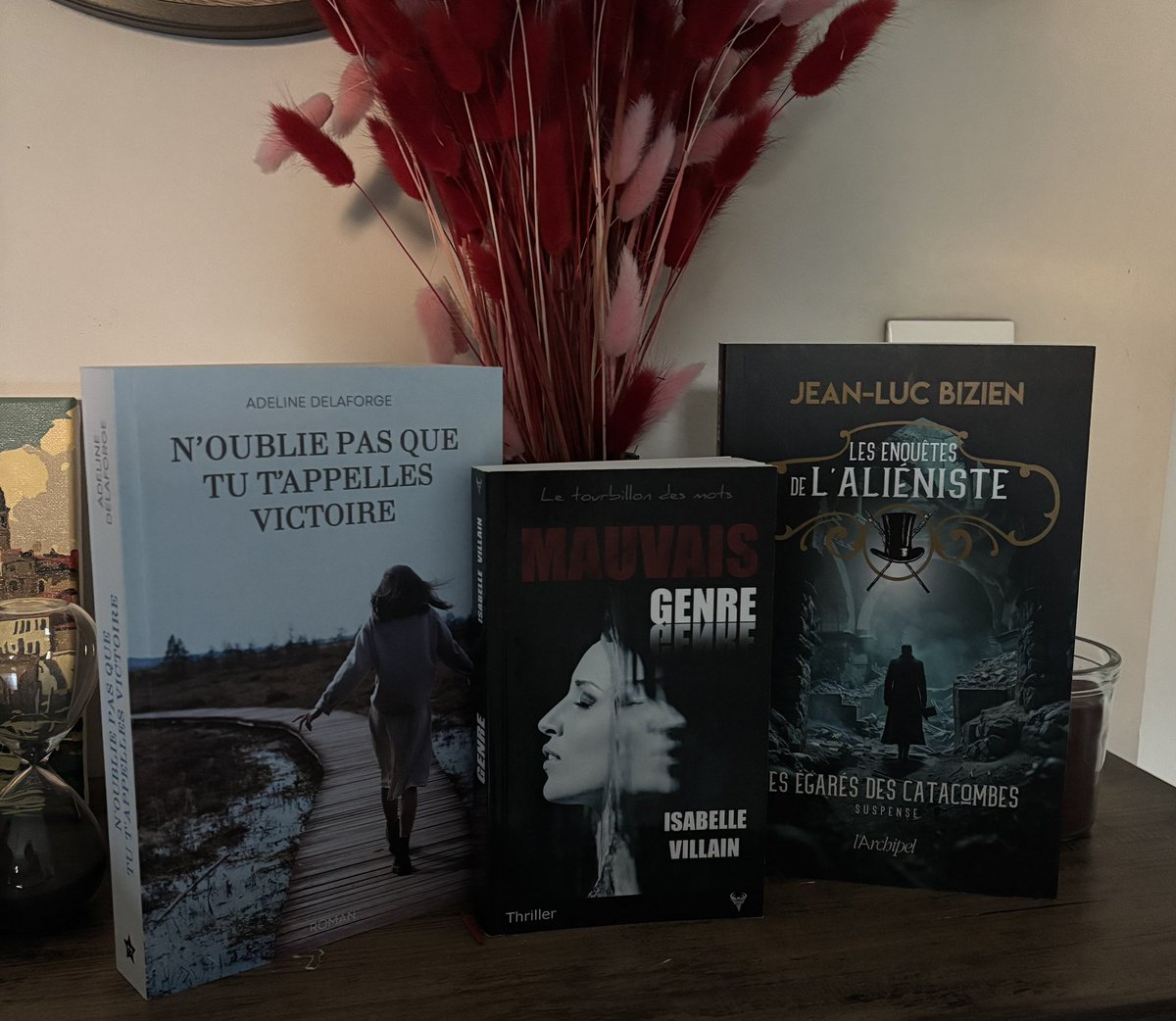 Bilan lecture du mois d’avril qui arrive directement d’Italie. 🇮🇹☀️😎
Dix livres lus, un gros classique, de l’auto édition et du polar. 
Top 3 
Mauvais genre d’Isabelle Villain ♥️
N’oublies pas que tu t’appelles Victoire ♥️ A Delaforge
Les égarés des catacombes de JL Bizien