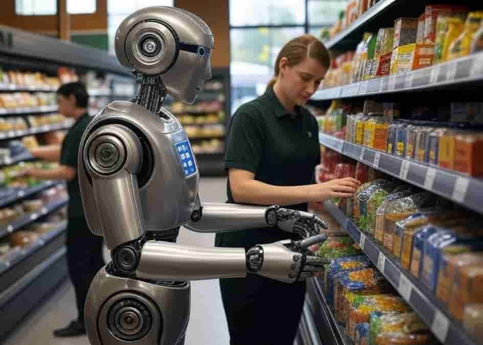 UKWorkersUnion's tweet photo. BREAKING: 👀 Spotted in the aisles… a robot?
In a UK first, Morrisons introduces human-sized AI robot ‘Tally’ to help manage stock and assist shoppers in-store.
But is it innovation or intrusion?
🛒 Read more: in comments...
#Morrisons #RetailTech #AIinRetail #Simbe #TallyRobot #SupermarketInnovation #CustomerExperience #UKNews #TheWorkersUnion