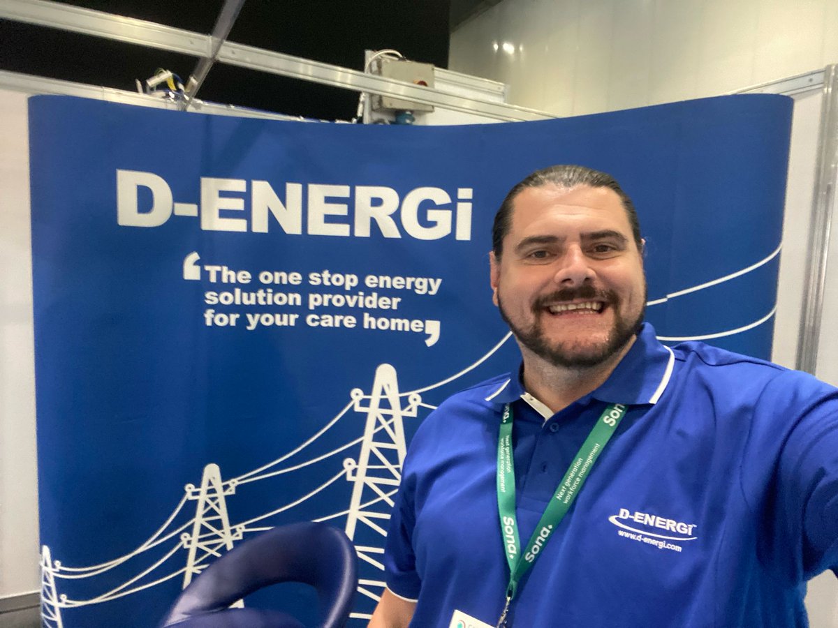 D_ENERGi_UK's tweet photo. Our brilliant account manager Lee is all set for day 2 😄💡 @CareShow 

#careshow25 #careshowlondon #careshow #london #gasandelectricity #businessenergy #energysupplier #denergi https://t.co/ybGc7NXQqL